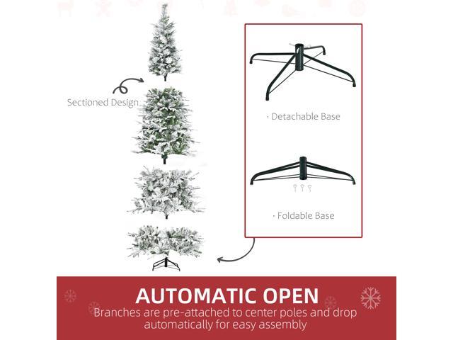 9' Unlit Snow Flocked Pine Artificial Christmas Tree with Realistic Branches and 1159 Tips, Green