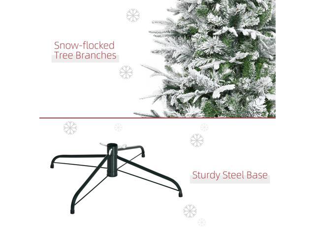 9' Unlit Snow Flocked Pine Artificial Christmas Tree with Realistic Branches and 1159 Tips, Green