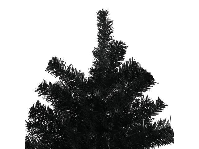 7.5ft Tall Artificial Christmas Tree, Unlit Xmas Tree with 1346 Branch Tips, Auto Open, Steel Base, Holiday Décor for Home Office, Black