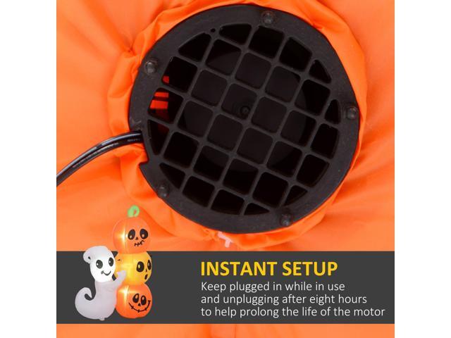 5ft Inflatable Halloween Decoration Ghost and Pumpkin, Blow Up Outdoor LED Yard Display, Waterproof