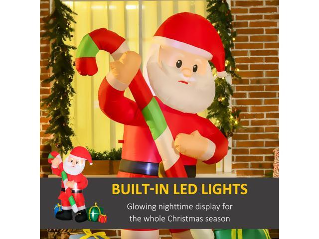 6ft Christmas Inflatables Outdoor Decorationss Decorations Santa Claus with Candy Cane, Blow-Up LED Yard Christmas Decor