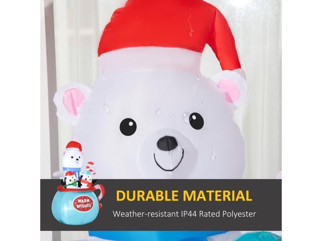 5ft Christmas Inflatables Outdoor Decorations Blessed Polar Bear and Penguins in the Cup, Blow-Up LED Yard Christmas Decor for Garden, Lawn, Party,...