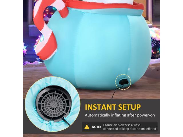 5ft Christmas Inflatables Outdoor Decorations Blessed Polar Bear and Penguins in the Cup, Blow-Up LED Yard Christmas Decor for Garden, Lawn, Party,...
