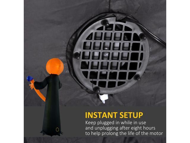 10ft Inflatable Halloween Pumpkin Head Ghost with Hammer, Blow Up Halloween Decoration Outdoor LED Yard Display, Waterproof