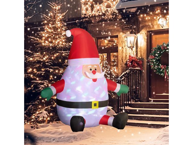 6' Inflatable Christmas Santa Claus with Rotating Magic Ball Light, Blow-Up Outdoor Yard Display for Lawn Garden Party