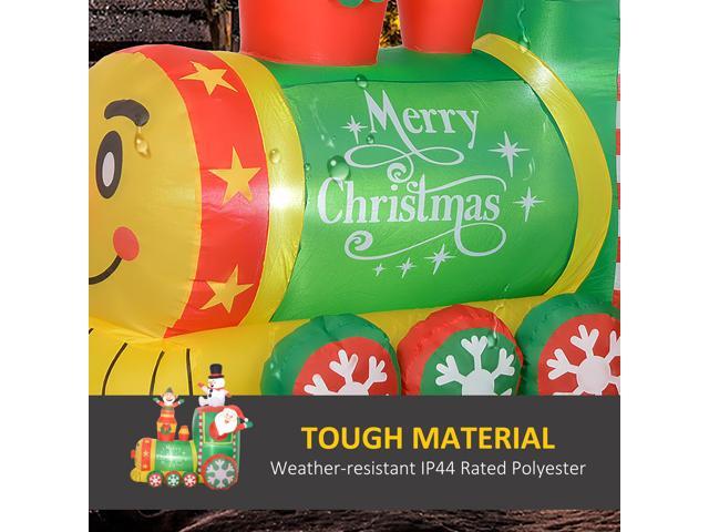 5.9' Christmas Inflatables Train with White LED Lights, Blow-Up Outdoor Christmas Decorations for Lawn Garden Party