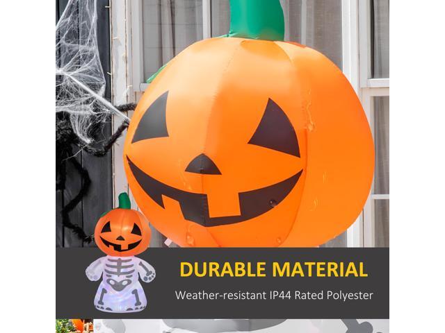 6ft Halloween Inflatables Outdoor Decorations, Smiling Skeleton Ghost with Pumpkin Head, Blow Up LED Yard Decor for Garden, Lawn, Party, Holiday,...