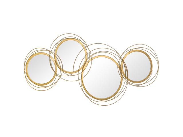 Metal Wall Art Modern Mirror Decor Home Hanging Wall Sculptures for Living Room Bedroom Dining Room, Gold