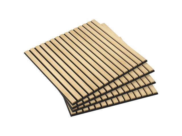 4 Pack 3D Faux Wood Wall Panels, 24' x 24' Sound Absorbing Acoustic Panels, Wood Slat Wall Panels for Interior Wall Decor, Ceiling, Oak