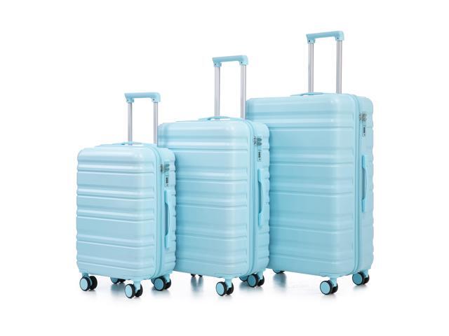 20'/24'/28' 3 pcs/set in ABS Spinner Wheel Luggage, Carry on Suitcase, Matching Color, Combination Lock (Blue)