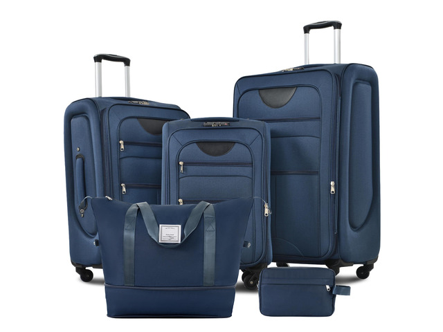Softside Luggage Expandable 3 Piece Set Suitcase with Duffel Bag Upright Spinner Softshell Lightweight Luggage Travel Set-22/26/30 IN