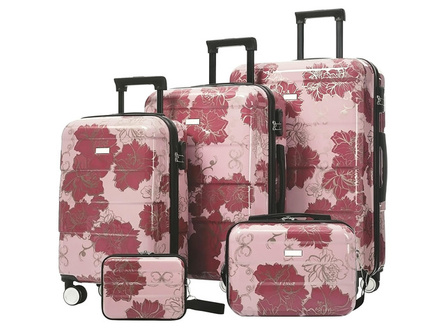 Luggage Sets New Model PC 5pcs, Hardside Lightweight Durable 20' 24' 28' Suitcases with 8' 14' Cases, Suitcase with Lock Spinner Wheels