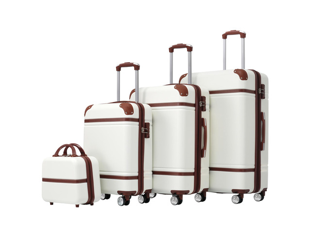 Hardshell Luggage Sets 4 Pieces 20'+24'+28' Luggages and Cosmetic Case Spinner Suitcase with TSA Lock Lightweight
