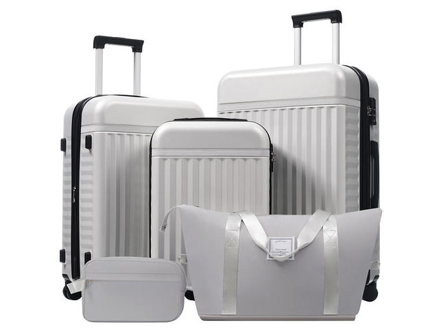 Luggage Set 5 Piece, Hardside Carry on Suitcase, Expandable Luggage with Travel Bags Spinner Wheels TSA Lock
