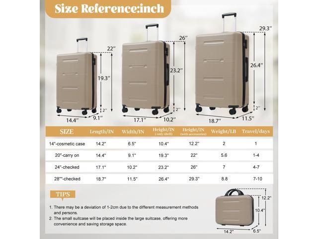 6 Piece Luggage Set,Lightweight Hardshell Suitcase with Double Spinner Wheels Handle Password Lock,14 IN Cosmetic Case 20/24/28 IN Luggages with...