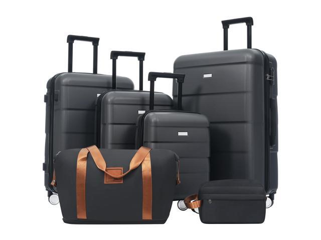 Hardshell Luggage Sets 6 Piece with 2 Bags,Carry on Suitcase with Handle Password Lock Double Spinner Wheels, Lightweight 16'+20'+24'+28' Luggages