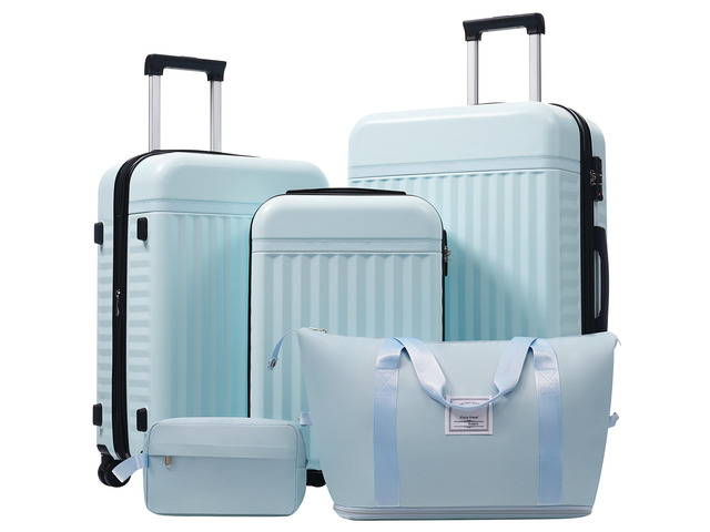 Luggage Set 5 Piece, Hardside Carry on Suitcase, Expandable Luggage with Travel Bags Spinner Wheels TSA Lock