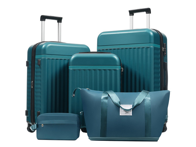 Luggage Set 5 Piece, Hardside Carry on Suitcase, Expandable Luggage with Travel Bags Spinner Wheels TSA Lock