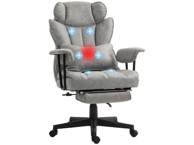 Massage Executive Office Chair with 6 Vibration Points, 400LBS Heated Big and Tall Office Chair with Foot Rest and Lumbar Support, Microfiber...