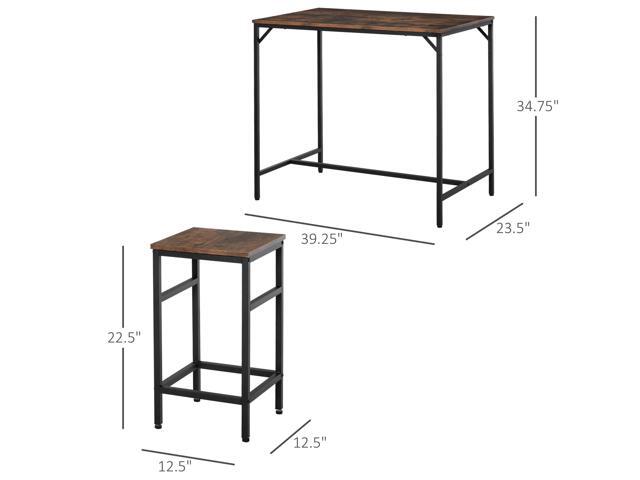 5-Piece Industrial Dining Table Set, Bar Table & 4 Stools Set, Space Saving for Pub & Kitchen, Black/Brown