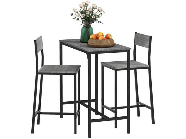 3 Piece Bar Table and Chairs, Industrial Dining Table Set for 2, Counter Height Kitchen Table with Bar stools, Breakfast Table Set for 2 for Small...