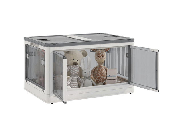 Stackable Storage Bins with Lids, Wheels, and Collapsible, White