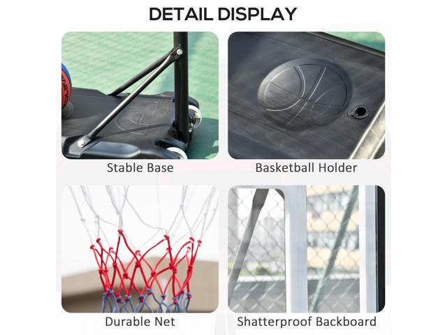 Portable Basketball Hoop System Stand with 33in Backboard, Height Adjustable 5FT-7FT for Indoor Outdoor Use