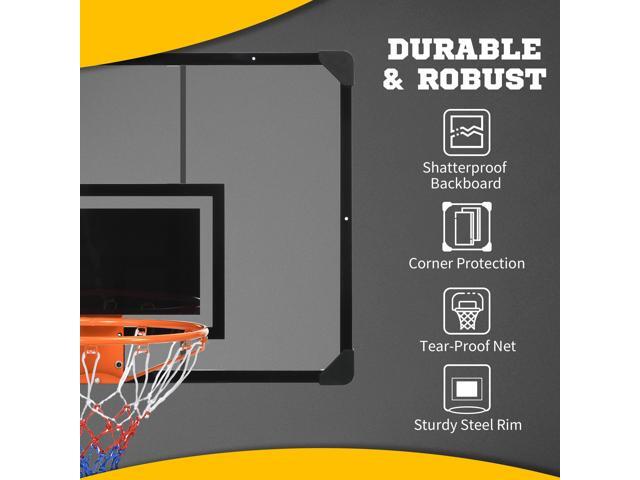 Wall Mounted Basketball Hoop with 45' x 29' Shatter Proof Backboard, Durable Rim and All-Weather Net for Indoor and Outdoor Use