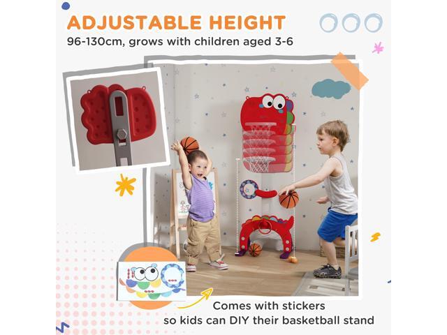 5-in-1 Kids Basketball Hoop, Toddler Sports Activity Center, 5 Level Adjustable Height Basketball Goal with Soccer, Golf, Ring Toss & Throw Ball...