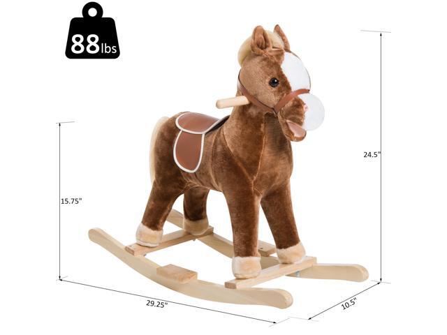 Kids Ride on Rocking Horse Toddler Plush Toy with Realistic Sounds for 3 Years Old Children - Brown