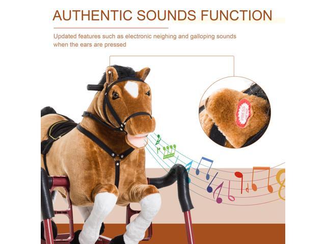 Durable Plush Toddlers Spring Rocking Horse, Bouncing Rocker Toy with Realistic Sounds