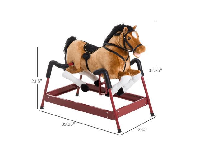 Durable Plush Toddlers Spring Rocking Horse, Bouncing Rocker Toy with Realistic Sounds