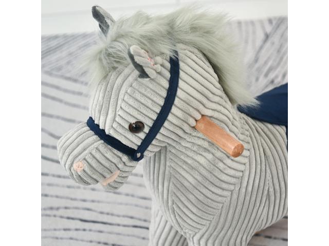 Kids Rocking Horse for Toddler 3-5, Plush Ride on Horse Wooden Rocker with Realistic Sounds, Gray