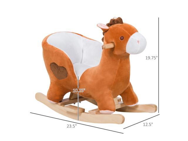 Kids Ride On Rocking Horse, Plush Animal Toy Sturdy Wooden Rocker with Songs for Boys or Girls