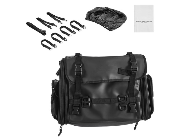 Motorcycle Tail Bag, 40-60 L Expandable Motorcycle Rear Seat Bag with Waterproof Rain Cover, Foldable Outdoor Sports Motorbike Luggage Storage with...