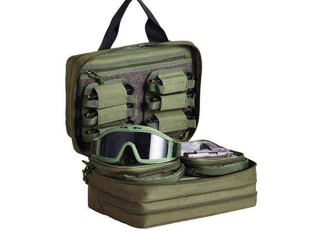 Range Bag for 2 Pistols, Tactical Gun Bag with 2 Built-in Removable Pistol Bags & 6 Detachable Magazines, Gun Range Bag for Outdoor Hunting...