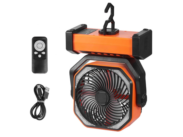 Portable Fan Rechargeable 9 inch, Battery Powered Fan with LED Lantern, 4 Speeds Adjustable & 45°/90°Automatic Swivel & Timer, USB Battery...