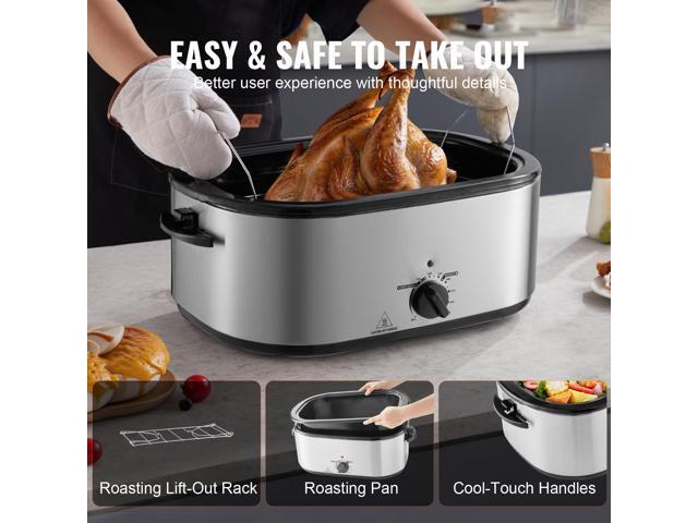 Electric Roaster Oven, 24 QT Turkey Roaster Oven with Self-Basting Lid, 1450W Roaster Oven with Defrost & Warm Function, Adjustable Temp, Removable...