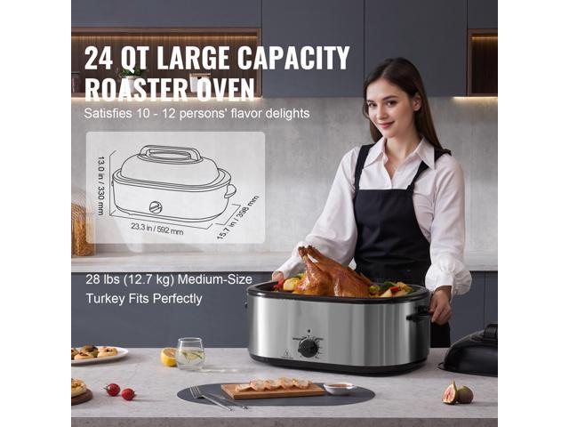 Electric Roaster Oven, 24 QT Turkey Roaster Oven with Self-Basting Lid, 1450W Roaster Oven with Defrost & Warm Function, Adjustable Temp, Removable...