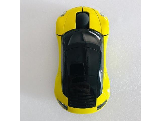 2.4G Wireless Mouse Car Mouse Car Shape Ergonomic Optical Cordless Mice with USB Receiver Mause for PC Office Yellow