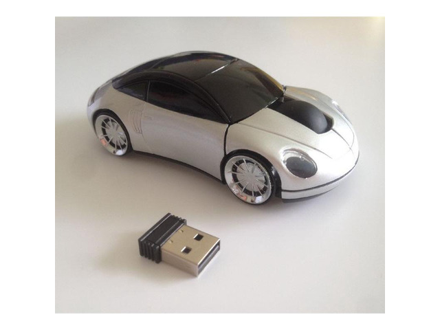 2.4G Wireless Mouse Car Mouse Car Shape Ergonomic Optical Cordless Mice with USB Receiver Mause for PC Office silver