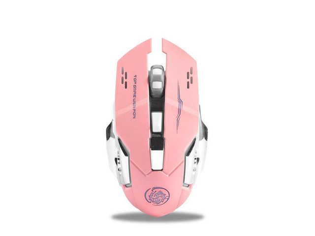 Wireless Mouse 2.4G Silent Rechargeable USB Mechanical E-Sports Backlight Mouse Pink