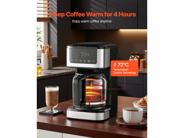 Programmable Coffee Maker, 12 Cup Programmable Drip Coffee Makers with Touch Screen, 4-Hour Keep Warm Coffee Makers Drips, 2 Brew Strengths Drip...