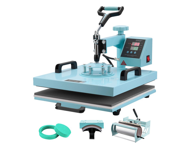 Heat Press Machine 15x15 in 5 in 1 with 30oz Tumbler Press T-Shirts Green