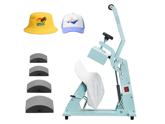 Hat Heat Press Machine for Caps Hat Press with 4pcs Platens for HTV Green