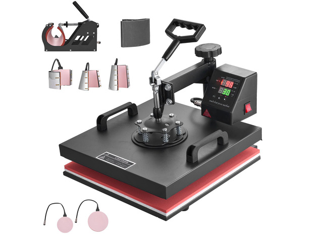 Heat Press Machine 15x15Inch 8pcs 1050W Combo Digital Multifunctional Sublimation Heat Transfer Machine Dual LED Display for T Shirts Hat Mug Cap...