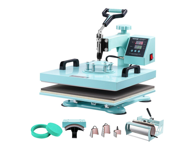 Heat Press Machine 15x15 in 8 in 1 with 30oz Tumbler Press T-Shirts Green