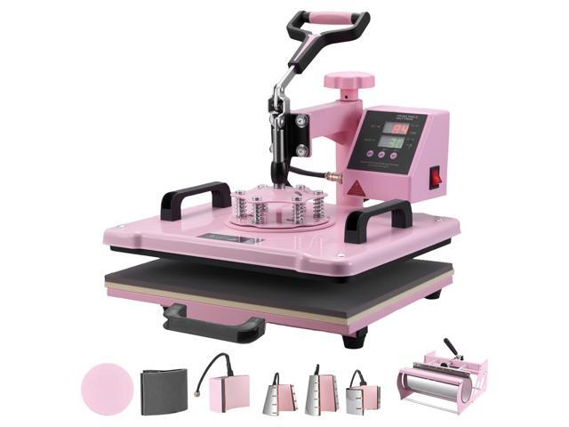 Heat Press Machine 12x15 in 8 in 1 with 30oz Tumbler Press T-Shirts Pink
