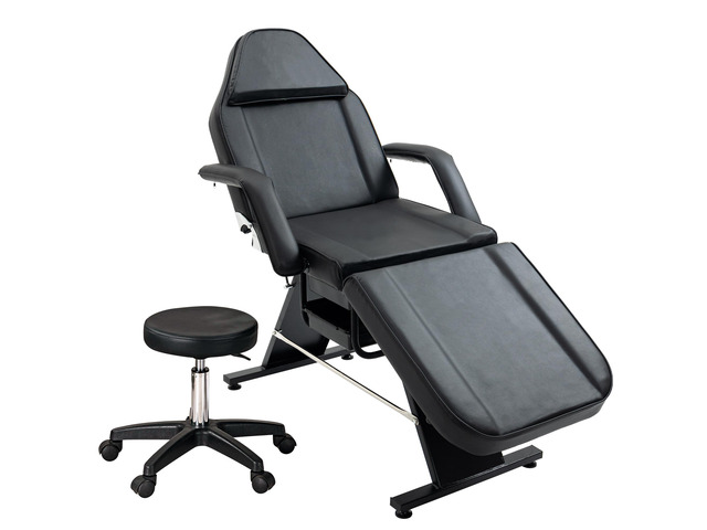Massage Salon Tattoo Chair with Two Trays Esthetician Bed with Hydraulic Stool,Multi-Purpose 3-Section Facial Bed Table, Adjustable Beauty Barber...