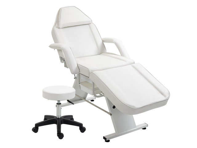 Massage Salon Tattoo Chair with Two Trays Esthetician Bed with Hydraulic Stool,Multi-Purpose 3-Section Facial Bed Table, Adjustable Beauty Barber...
